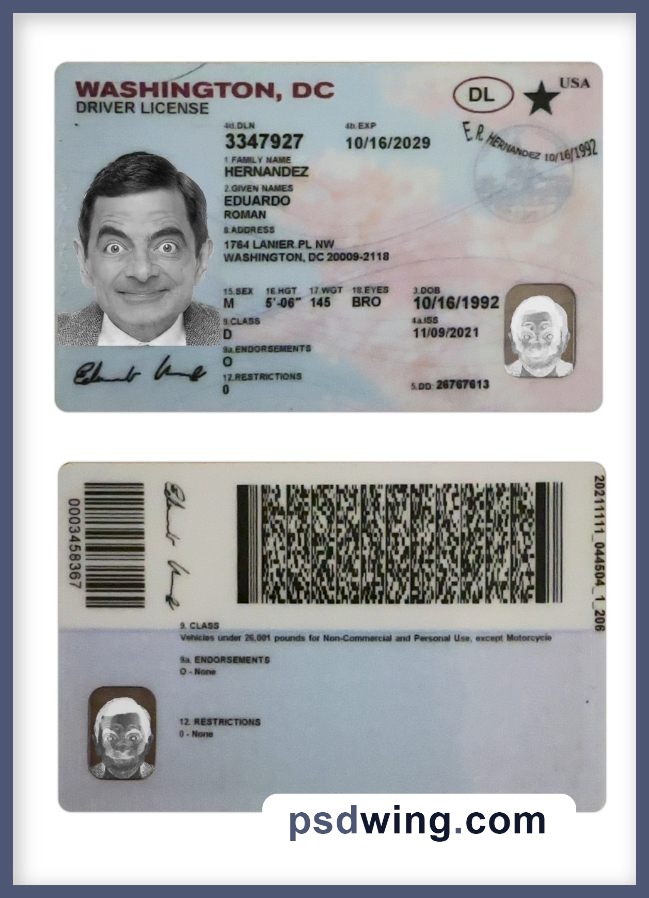 USA Washington DC Driving License